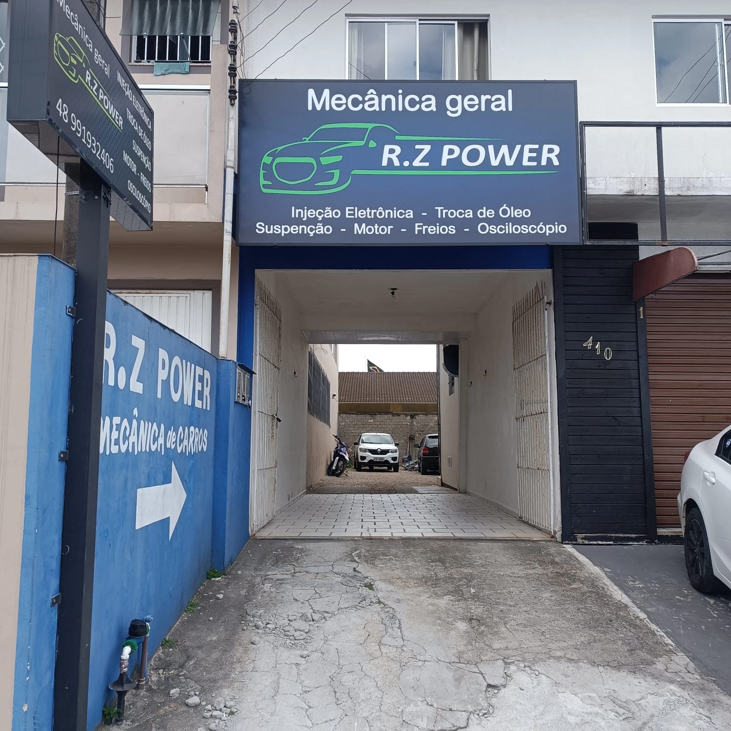 Fachada da Mecânica R.Z Power em São José SC — Barreiros